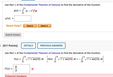 Solved Use Part 1 Of The Fundamental Theorem Of Calculus To