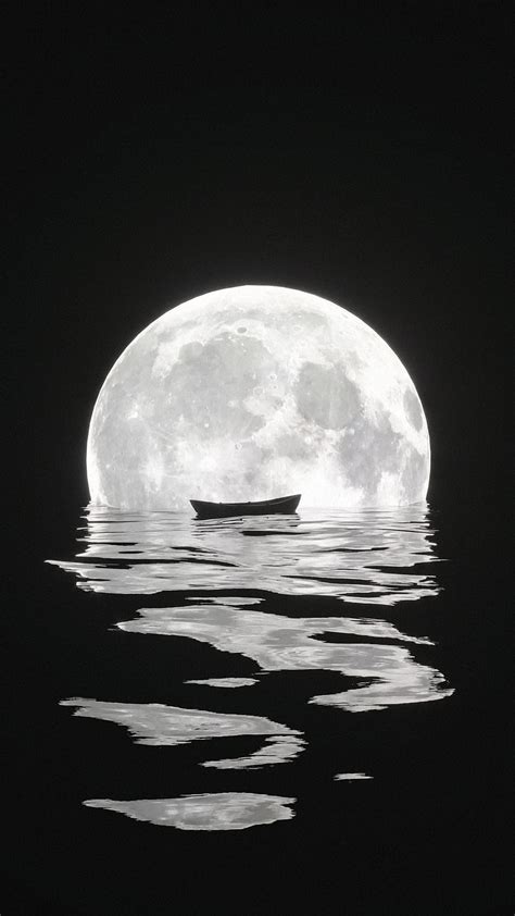2k Free Download Floating Moon 3drender Boat Fantasy Floating