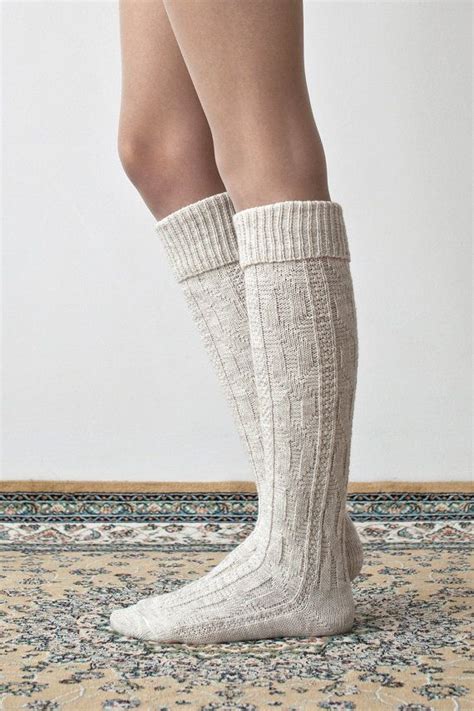 Cable Knit Wool Socks Mode Vetements Accessoires