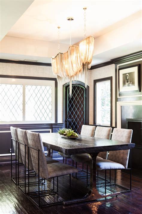 Sophisticated Transitional Dining Room With Crystal Chandelier Hgtv