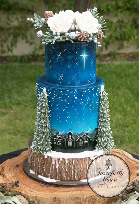 >_<) think i could've done better with the composition? The most beautiful Christmas Cake by Tastefully Yours Cake Art | Winter wedding cake, Winter ...