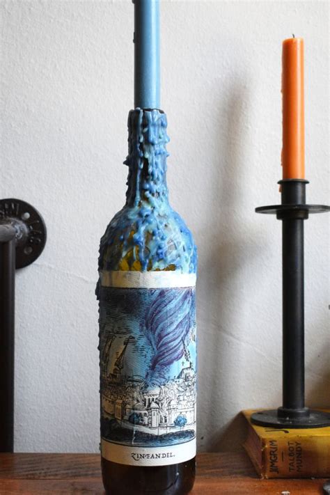 Wine Bottle Art Candle Wax Art Etsy Wine Bottle Art Candle Wax Art