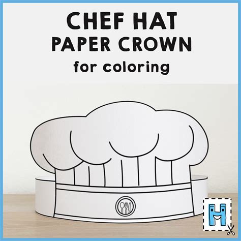 Chef Hat Cook Paper Crown Printable Coloring Craft Activity For Kids