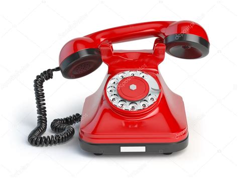 Vintage Red Telephone Isolated On White Background Retro Styled Stock