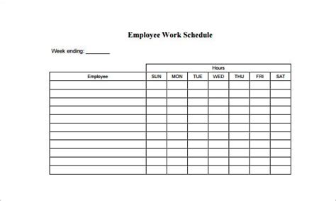 Free Weekly Employee Work Schedule Template Pdf Crownflourmills Com
