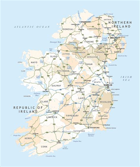 Road Map Of Ireland With Towns