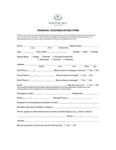 Coaching Client Intake Form Pdf Fillable Online Client Intake Form