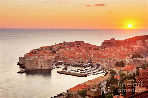 Sunset Over The Old Town Dubrovnik Croatia Photograph By Justin