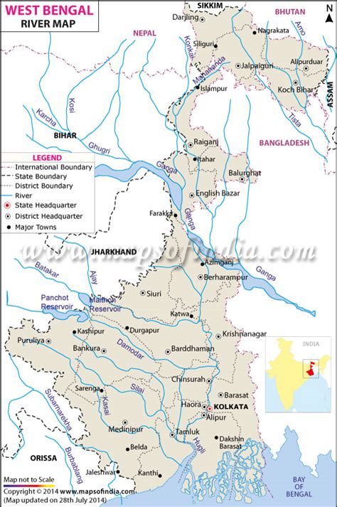 West bengal is a state in the eastern region of india along the bay of bengal. Map of west bengal