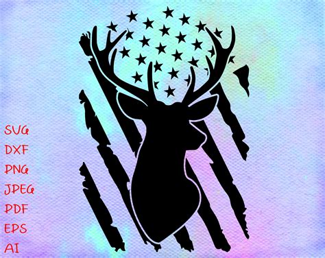 Distressed American Flag Svg Hunting Svg Deer Svg Etsy