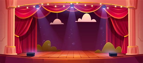 Vector Cartoon Theater Stage With Red Curtains 16962375 Vector Art At