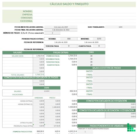 Cálculo finiquito en Excel GRATIS TodoPlantillasExcel