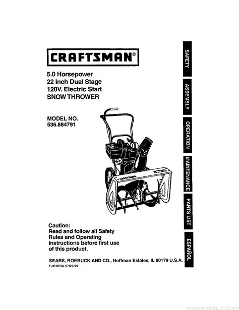 Craftsman Snowblower Operators Manual
