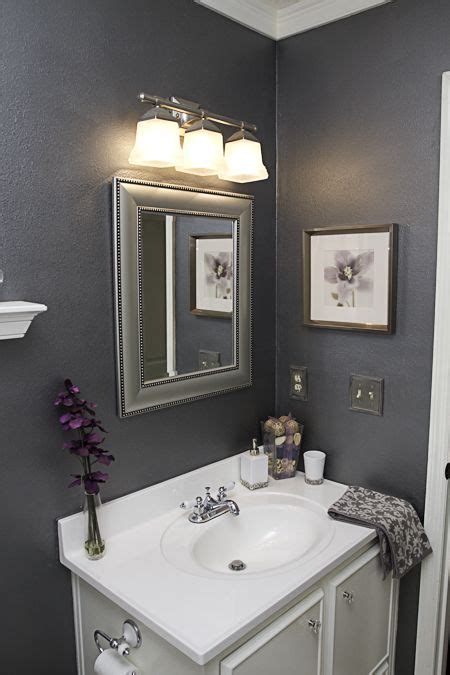 Gray/silver/white/purple bathroom. Love the color scheme ... Looking for colourful bathroom ideas?