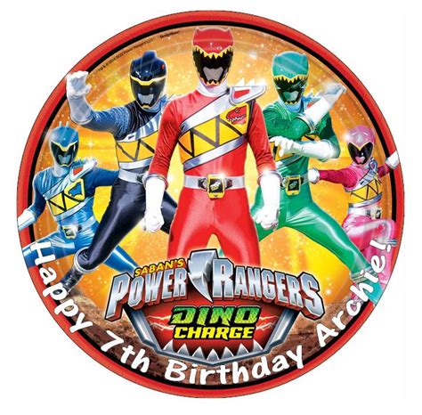 Power Rangers Dino Charge Personalised Wafer Paper Topper For Large