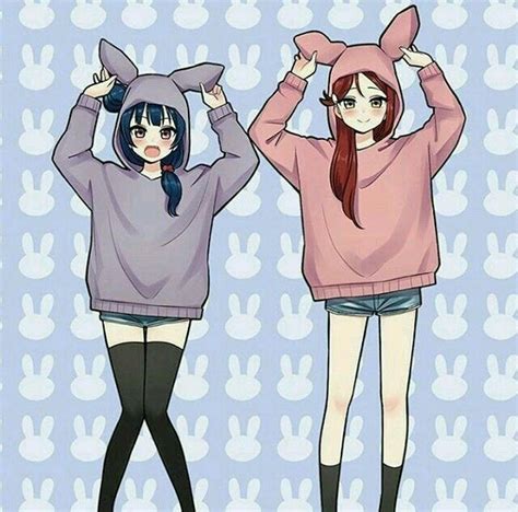 Pin By Moon On Friend Art Anime Sisters Two Anime Girls Friend Anime