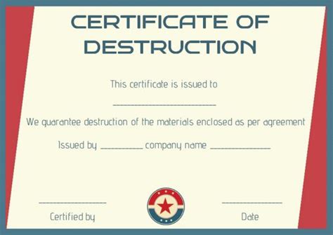 Free Customizable Certificate Of Destruction Templates Intended For