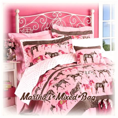 Order now before price up. WESTERN HORSE MUSTANG PONY Flower Girls Pink Comforter Set ...