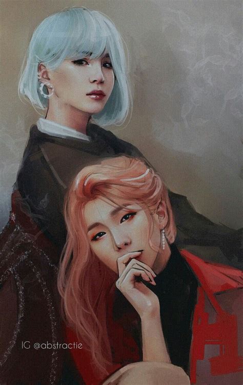 They nailed the details in jimin's leopard print shirt and rm's jacket… #Yoongi #Namjoon #Suga #RM #BTS #Girl #Fanart | Bts fanart ...