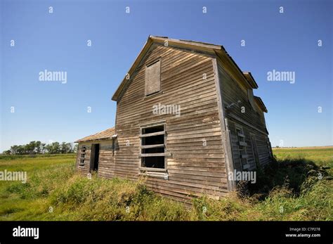 Old Abandoned Farmhouse On The Canadian Prairies Saskatchewan Canada