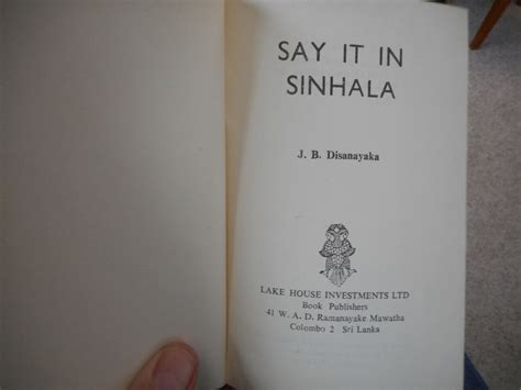 Say It In Sinhala By Jb Disanayaka Indo Aryan Language Sri Lanka