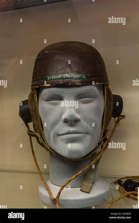 A British Glider Pilot Helmet On Display At The Army Flying Museum A