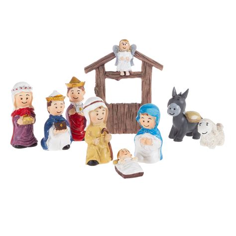 Nativity Kids Playset Hand Painted Christmas Childrens Manger Scene