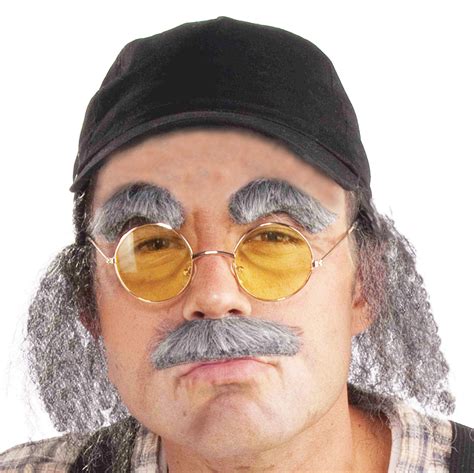 Buy 4e S Novelty Old Man Costume Gray Wig With Hat Fake Glasses Stick On Mustache And Eyebrows