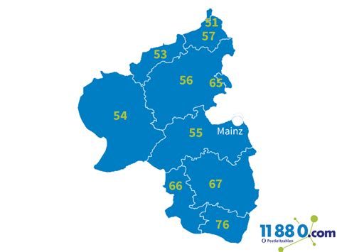 Rheinland pfalz / saarland postleitzahlenkarte. PLZ Rheinland-Pfalz » postleitzahlen.de