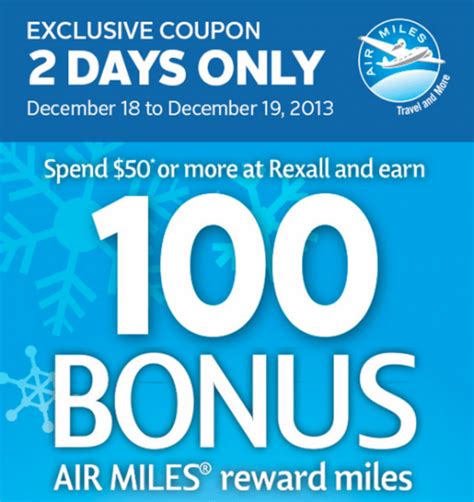 Rexall Canada Exclusive Air Miles Coupon Earn 100 Bonus Air Miles When