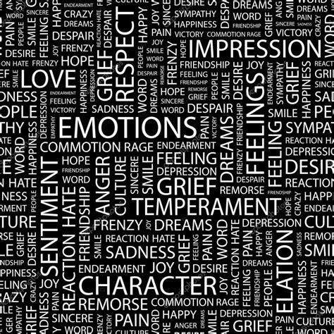 Emotions Word Collage On Black Background Stock Vector Image By