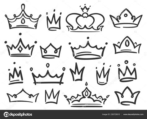 Sketch Crown Simple Graffiti Crowning Elegant Queen Or King Crowns