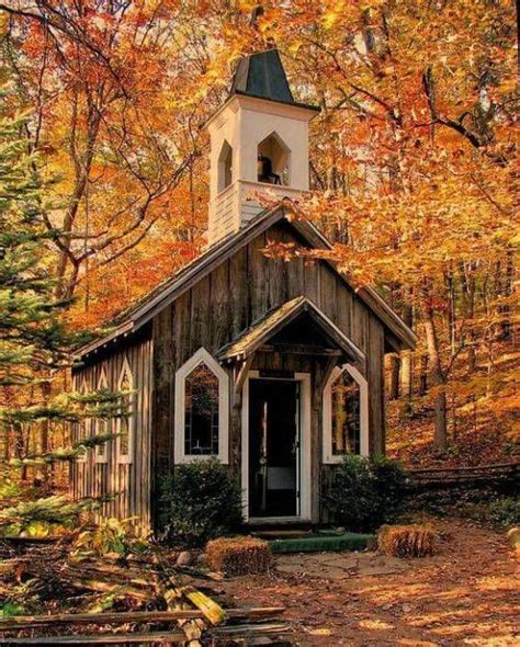 Autumn Leaves Chapel In The Woods Old Country Churches Country Church