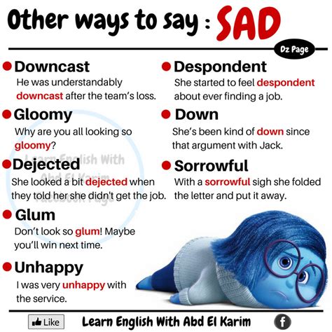 Other Ways To Say Sad Vocabulary Home