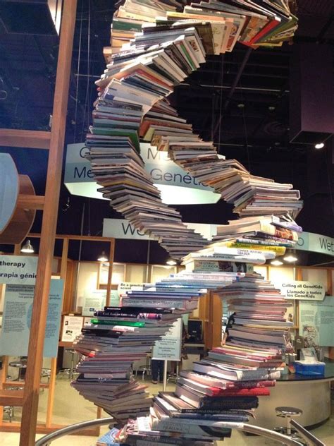 Drive through east san jose and you'll find a familiar american landscape: DNA made out of books from Tech Museum in San Jose ...