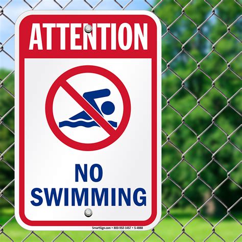 Attention No Swimming Sign With Graphic Sku S 4888