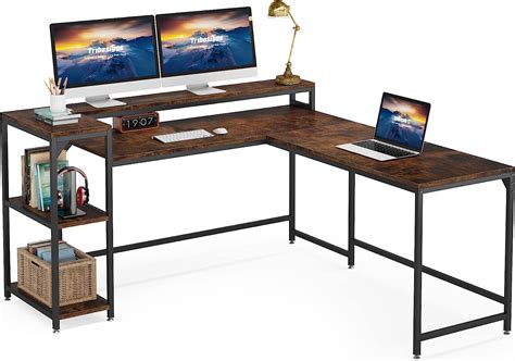 Tribesigns L Shaped Desk With Monitor Stand And Storage