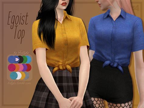 The Sims 4 Maxis Match Cc — Trillyke Egoist Top Denim Shirt With A Tie