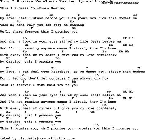 Love Song Lyrics Forthis I Promise You Ronan Keating With Chords