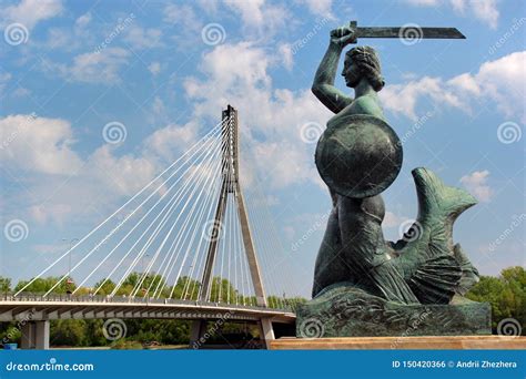 Mermaid Syrenka Statue The Famous Symbol Of Warsaw Poland Editorial