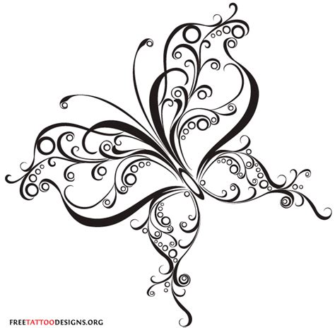 Butterfly with swirls and stars tattoo design. 60 Butterfly Tattoos | Feminine And Tribal Butterfly ...