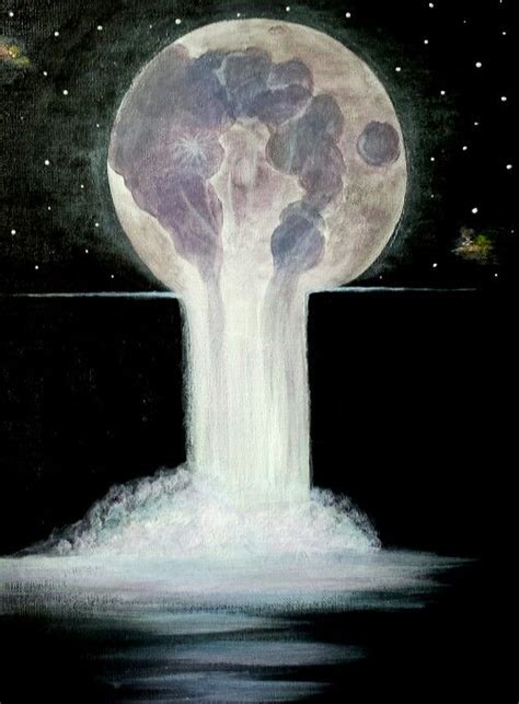 Melting Moon Acrylic Galaxy Waterfall Galaxy Painting Acrylic