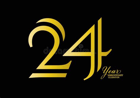 24years Anniversary Celebration Logotype Gold Color Vector 24th