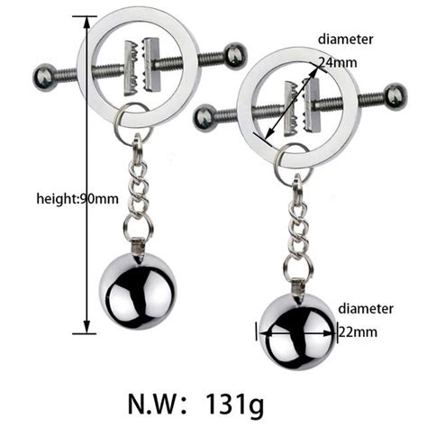 Buy Metal Nipple Clamps Clips Gravity Ball Breast Torture Slave Bdsm Breast Bondage Restraint