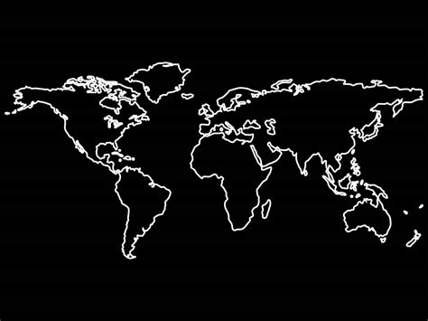 White World Map Outlines Isolated On Black Stock Image Vectorgrove