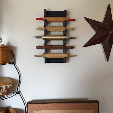 Multiple Rolling Pin Rack Wooden Rolling Pin Shelf Farmhouse Style