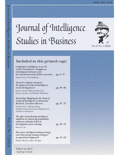 Vol 12 No 3 2022 Journal Of Intelligence Studies In Business