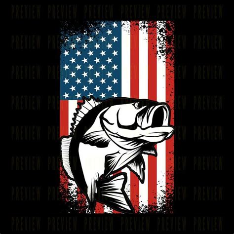 A Fish With An American Flag On The Back Ground In Front Of A Black