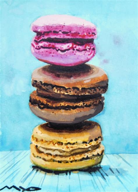 Colorful Macaron Watercolor Painting Stacked French Macarons Etsy
