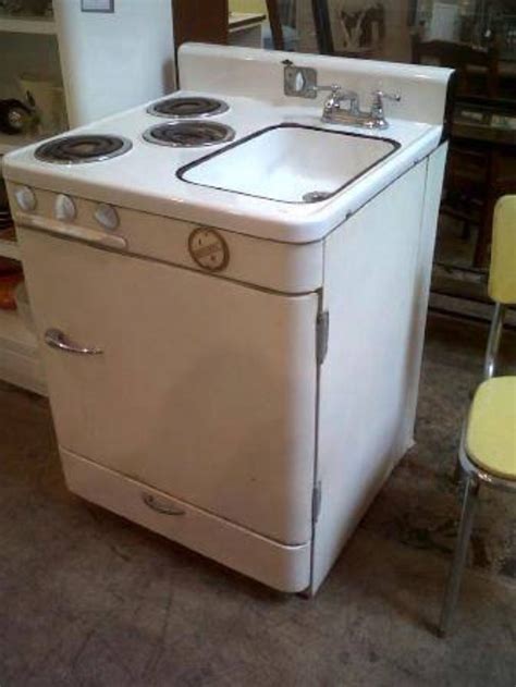 Can You Imagine Using This 1950s Combo Sink Stove And Icebox